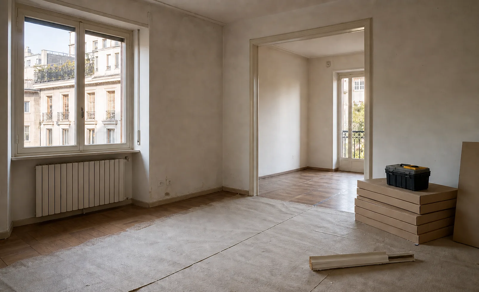 Appartamento vuoto appena acquistato a Milano predisposto per l’avvio del cantiere
